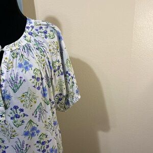 Loft spring floral puff sleeve tie blouse